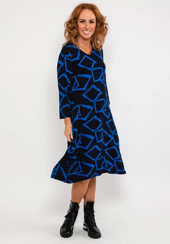 Capri Drop Pocket Midi Dress, Navy & Cobalt