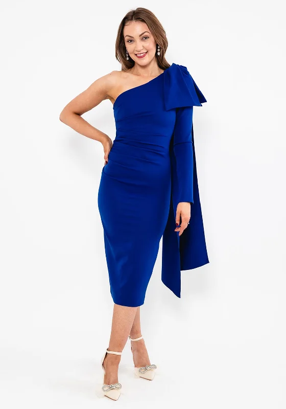 Kevan Jon Krystle One Sleeve Midi Dress, Cobalt