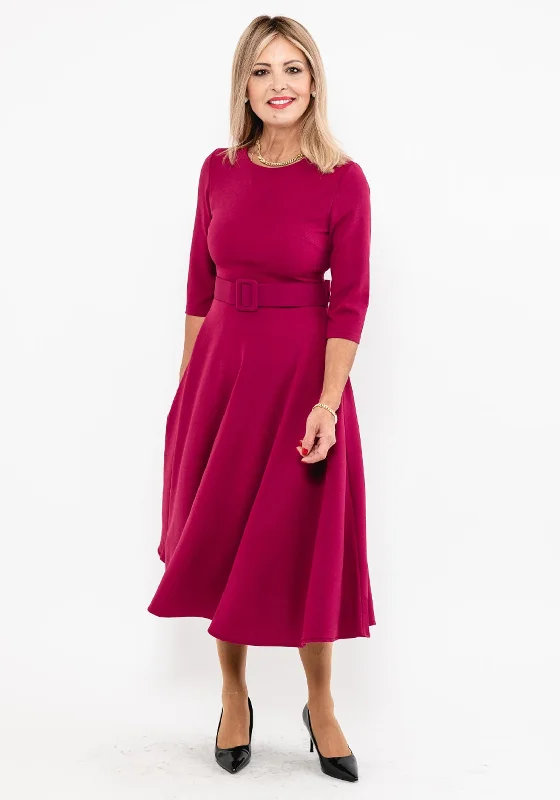 Seventy1 Belted A-Line Midi Dress, Raspberry