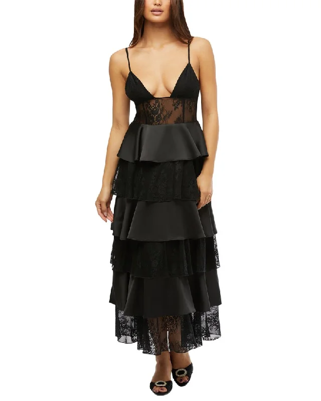 WeWoreWhat Tiered Lace Midi Dress