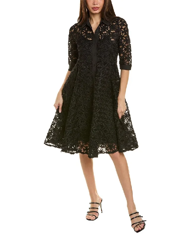 Gracia Mesh Embroidered Shirtdress