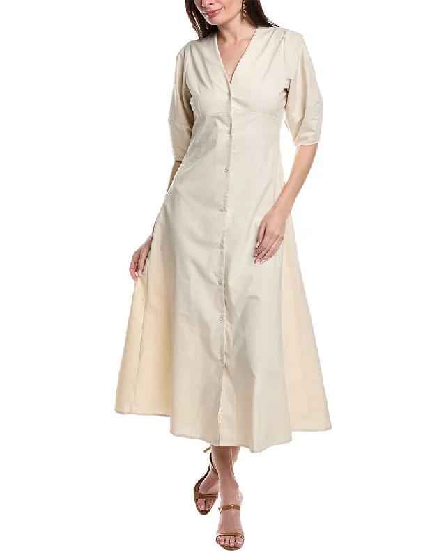 REVERIEE Linen-Blend Shirtdress